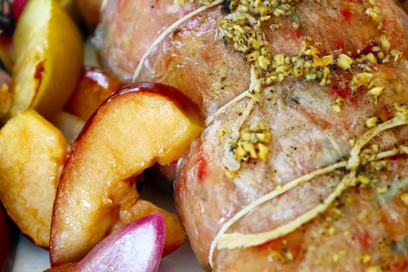 Vegan Pork Tenderloin Roast Apples Onions Plant-Based Recipe Planted365.com planted365