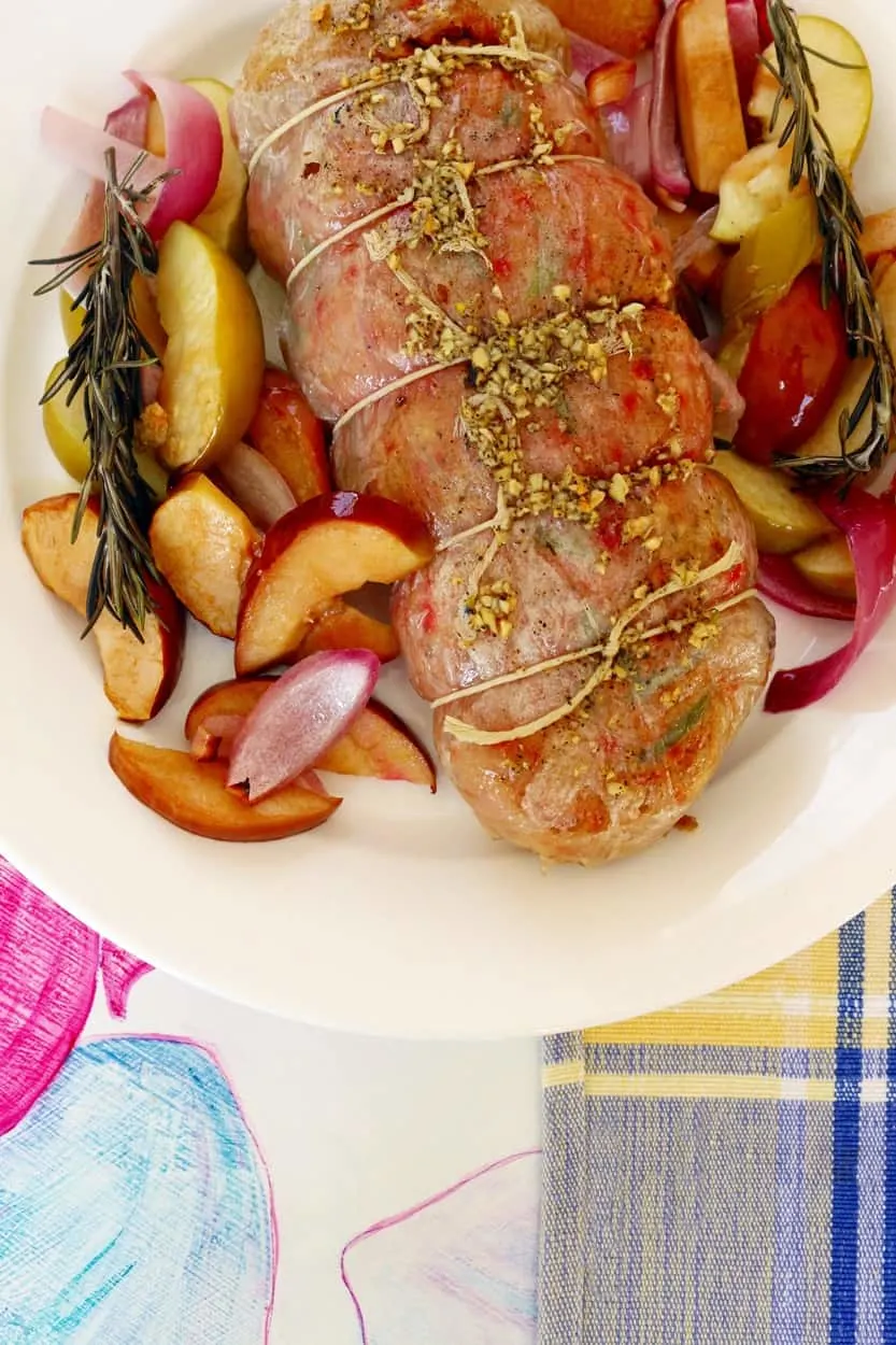 Vegan Pork Tenderloin Roast Apples Onions Plant-Based Recipe Planted365.com planted365