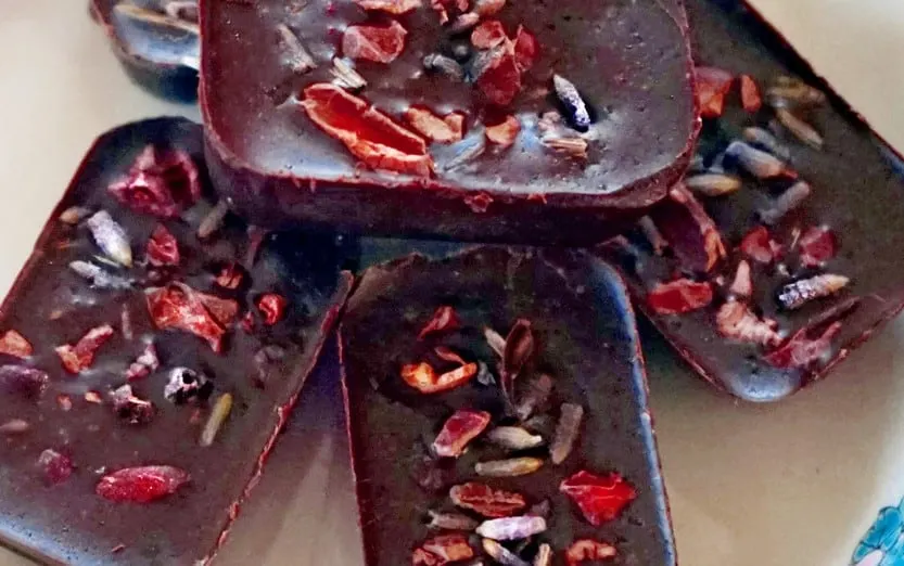 Chocolate Lavender Chocolate Candy Vegan Plant Based Recipe #veganchocolate #chocolate #dairyfree #dairyfreechocolate