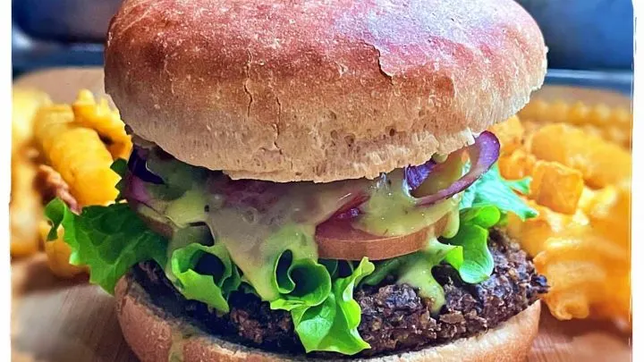 Mushroom Kalamata Brown Rice Veggie Burger from Planted365