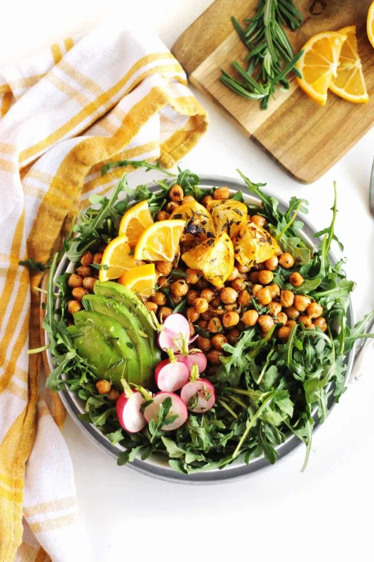 Image for 15-minute arugula salad with lemon rosemary chickpeas
