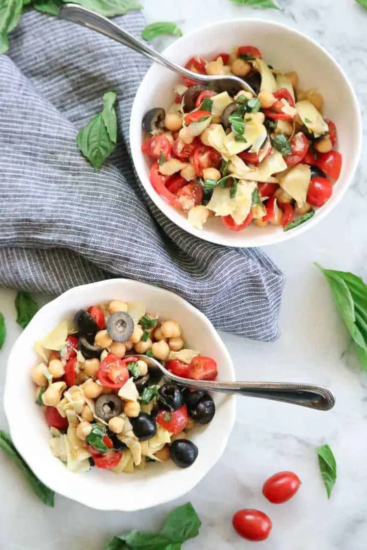 Image for Caprese-Style Chickpea Artichoke Salad (Vegan)