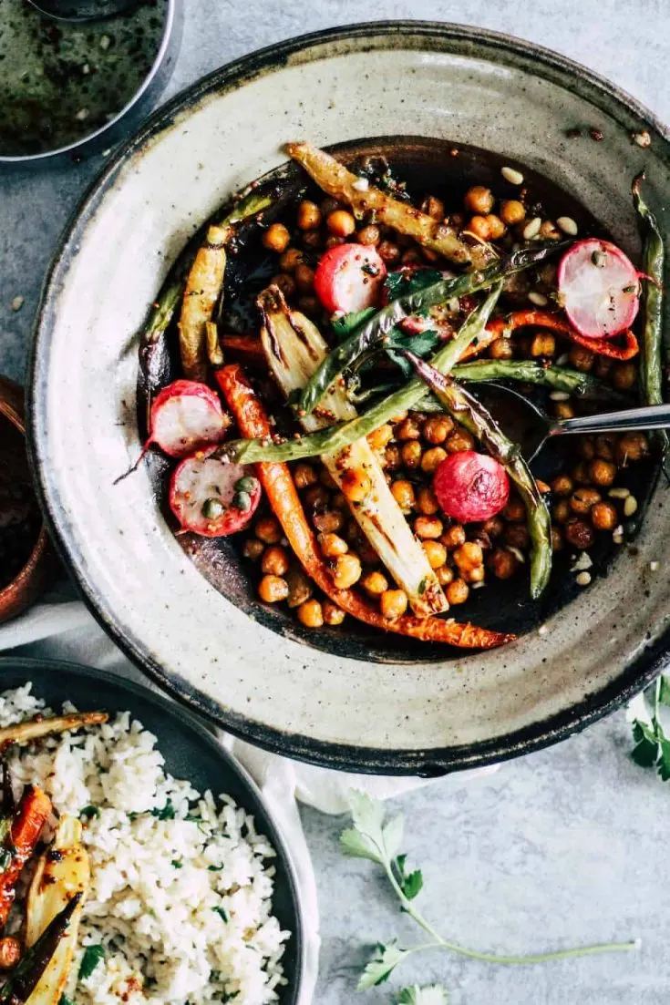 Image for Chickpea Sheet Pan Dinner with Maple Mustard Vinaigrette