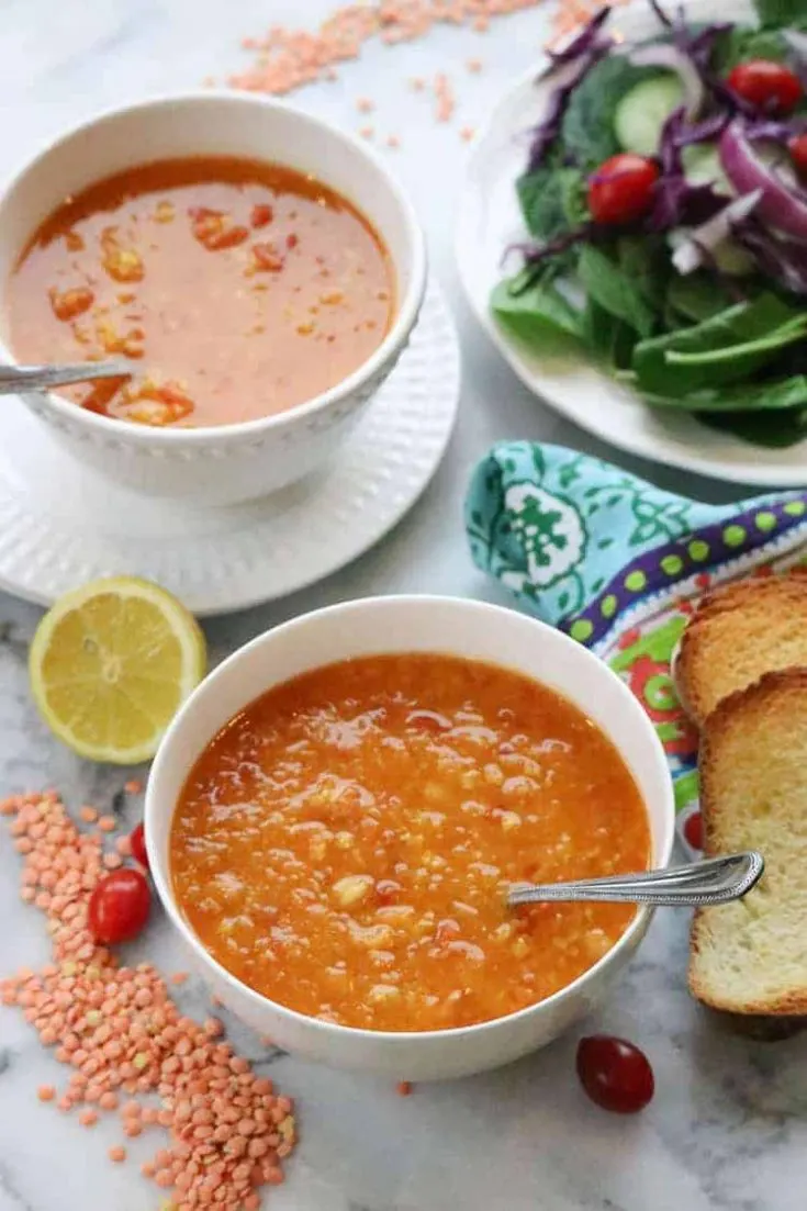 Image for Mediterranean-Style Red Lentil and Chickpea Soup (Vegan)(Instant Pot Option)