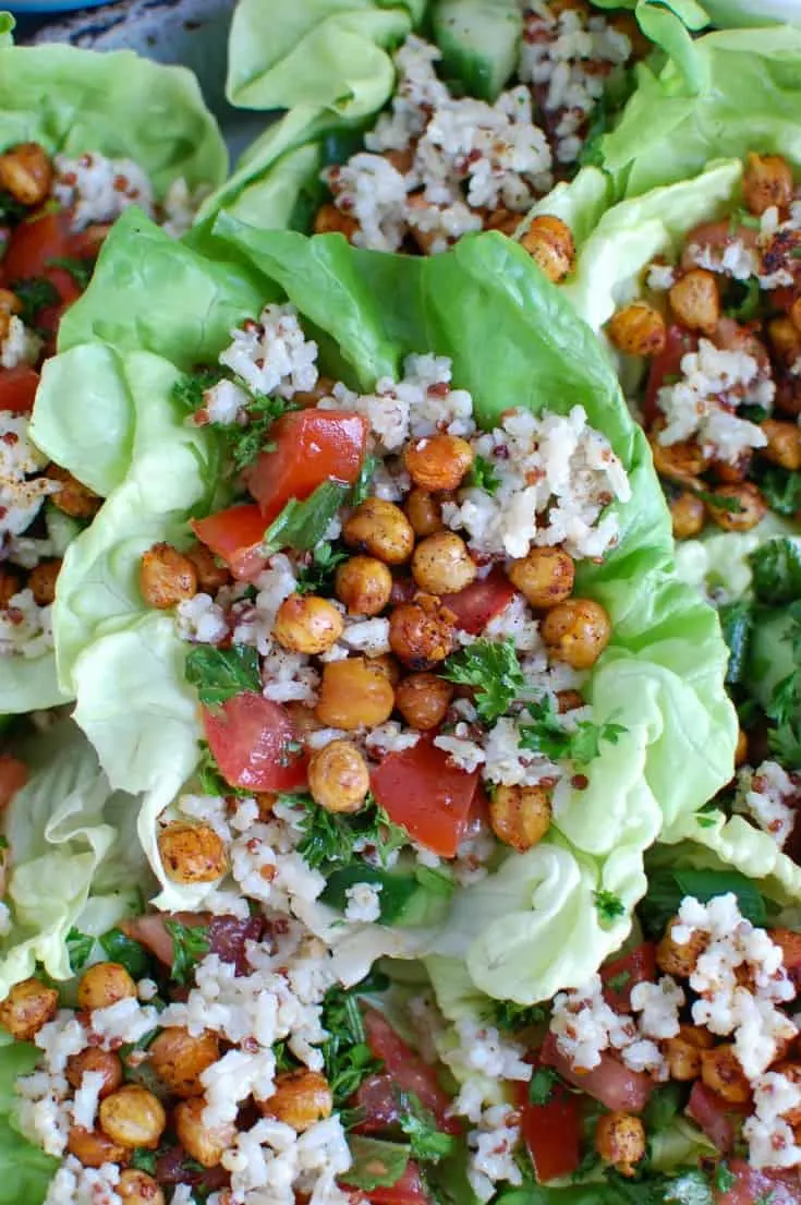Image for Mediterranean Sorghum Tabbouleh and Chickpea Lettuce Wraps
