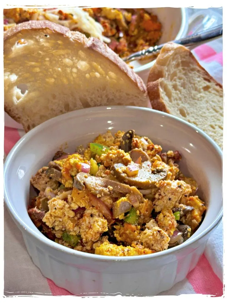 Baked Sweet Potato Tofu Scramble Recipe Easy Breakfast Plant based Healthy from Planted365