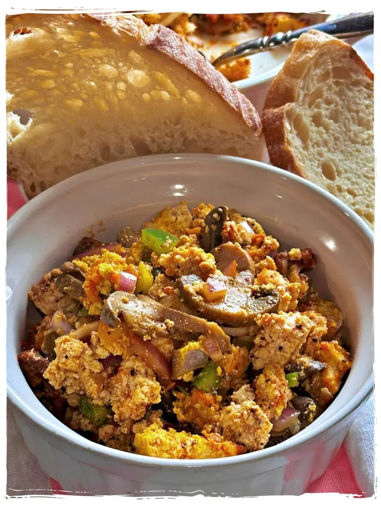 Baked Sweet Potato Tofu Scramble Recipe Easy Breakfast Plant based Healthy from Planted365 